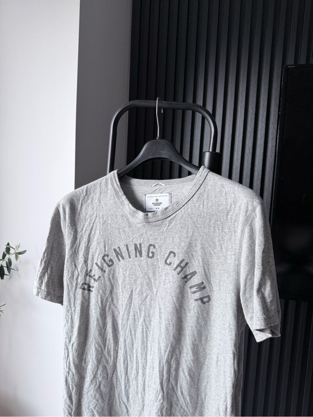 Reigning Champ Light Gray Short Sleeve Crewneck T-Shirt with Arc Logo